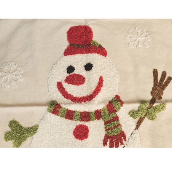 Snowman Pillow Cover Christmas Decor Embroidered Holiday Xmas Accent Throw Case - Picture 4 of 11